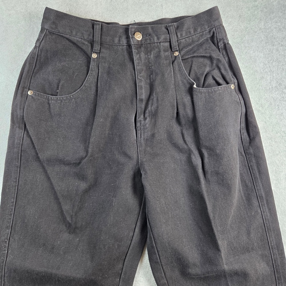 Brittania High Waisted Pleated Jeans Womens 14 Black Tapered Leg Vintage 90s Mom